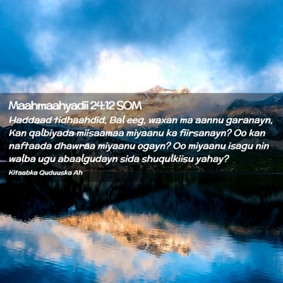Picture 02 - Maahmaahyadii 24:12 SOM - Haddaad tidhaahdid, Bal eeg, waxan ma aannu - Bible Verse Picture