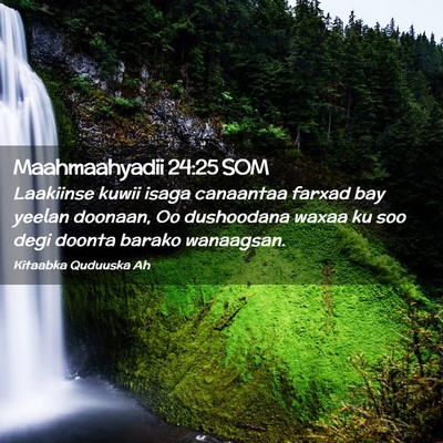 Picture 02 - Maahmaahyadii 24:25 SOM - Laakiinse kuwii isaga canaantaa farxad bay yeelan - Bible Verse Picture