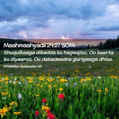 Picture 02 - Maahmaahyadii 24:27 SOM - Shuqulkaaga dibadda ku hagaajiso, Oo beerta ku - Bible Verse Picture