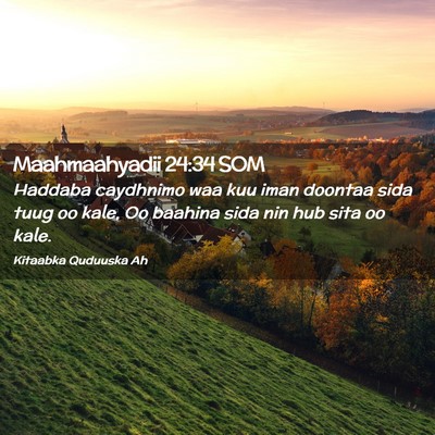 Picture 02 - Maahmaahyadii 24:34 SOM - Haddaba caydhnimo waa kuu iman doontaa sida tuug - Bible Verse Picture