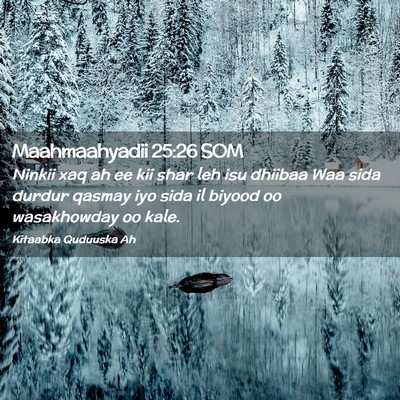 Picture 02 - Maahmaahyadii 25:26 SOM - Ninkii xaq ah ee kii shar leh isu dhiibaa Waa - Bible Verse Picture