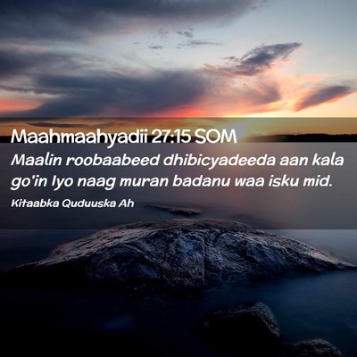 Picture 02 - Maahmaahyadii 27:15 SOM - Maalin roobaabeed dhibicyadeeda aan kala go'in - Bible Verse Picture