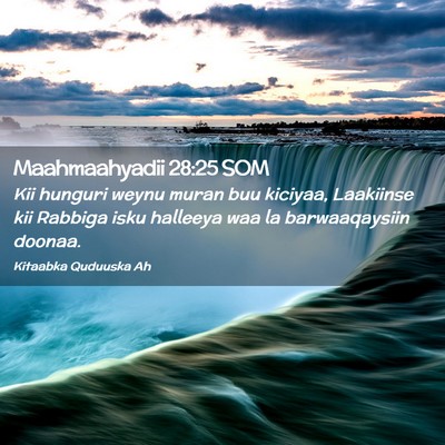 Picture 02 - Maahmaahyadii 28:25 SOM - Kii hunguri weynu muran buu kiciyaa, Laakiinse - Bible Verse Picture