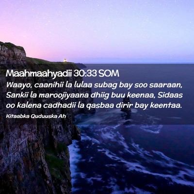 Picture 02 - Maahmaahyadii 30:33 SOM - Waayo, caanihii la lulaa subag bay soo saaraan, - Bible Verse Picture