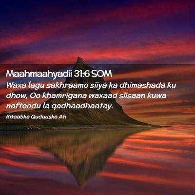 Picture 02 - Maahmaahyadii 31:6 SOM - Waxa lagu sakhraamo siiya ka dhimashada ku dhow, - Bible Verse Picture