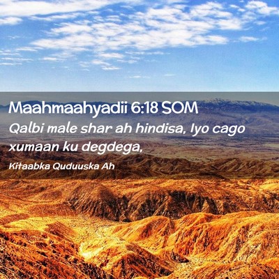 Picture 02 - Maahmaahyadii 6:18 SOM - Qalbi male shar ah hindisa, Iyo cago xumaan ku - Bible Verse Picture