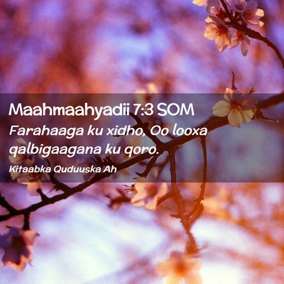Picture 02 - Maahmaahyadii 7:3 SOM - Farahaaga ku xidho, Oo looxa qalbigaagana ku - Bible Verse Picture