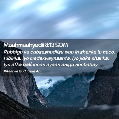 Picture 02 - Maahmaahyadii 8:13 SOM - Rabbiga ka cabsashadiisu waa in sharka la naco. - Bible Verse Picture