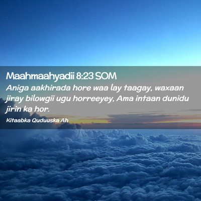 Picture 02 - Maahmaahyadii 8:23 SOM - Aniga aakhirada hore waa lay taagay, waxaan jiray - Bible Verse Picture