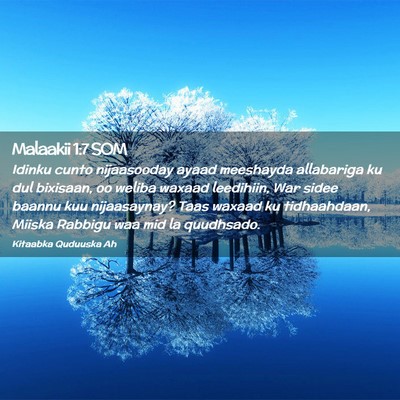 Picture 02 - Malaakii 1:7 SOM - Idinku cunto nijaasooday ayaad meeshayda - Bible Verse Picture