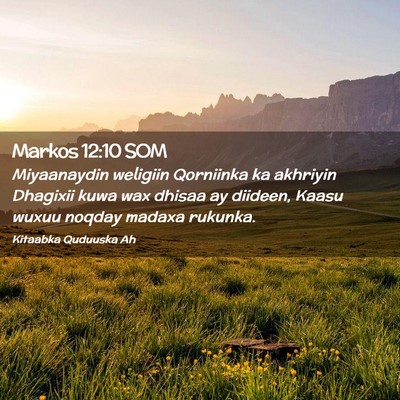 Picture 02 - Markos 12:10 SOM - Miyaanaydin weligiin Qorniinka ka akhriyin - Bible Verse Picture