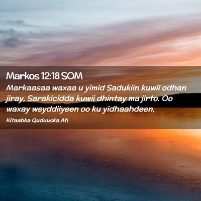 Picture 02 - Markos 12:18 SOM - Markaasaa waxaa u yimid Sadukiin kuwii odhan - Bible Verse Picture