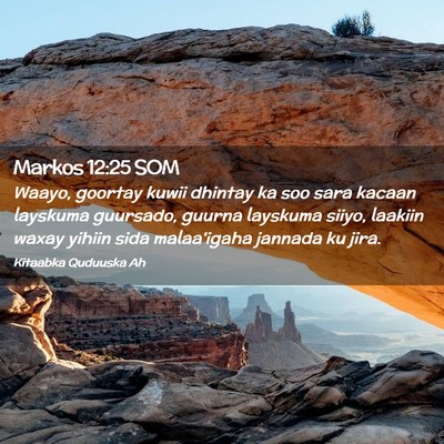 Picture 02 - Markos 12:25 SOM - Waayo, goortay kuwii dhintay ka soo sara kacaan - Bible Verse Picture