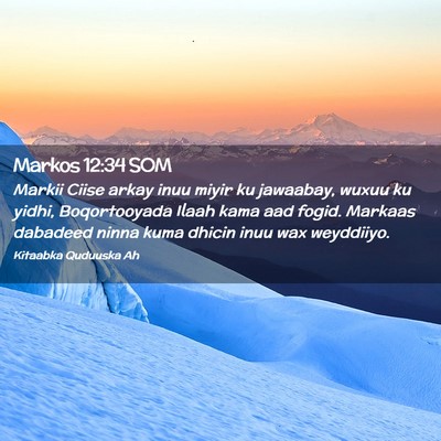 Picture 02 - Markos 12:34 SOM - Markii Ciise arkay inuu miyir ku jawaabay, wuxuu - Bible Verse Picture