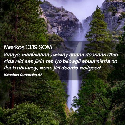Picture 02 - Markos 13:19 SOM - Waayo, maalmahaas waxay ahaan doonaan dhib sida - Bible Verse Picture