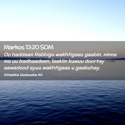 Picture 02 - Markos 13:20 SOM - Oo haddaan Rabbigu wakhtigaas gaabin, ninna ma uu - Bible Verse Picture