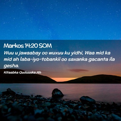 Picture 02 - Markos 14:20 SOM - Wuu u jawaabay oo wuxuu ku yidhi, Waa mid ka mid - Bible Verse Picture