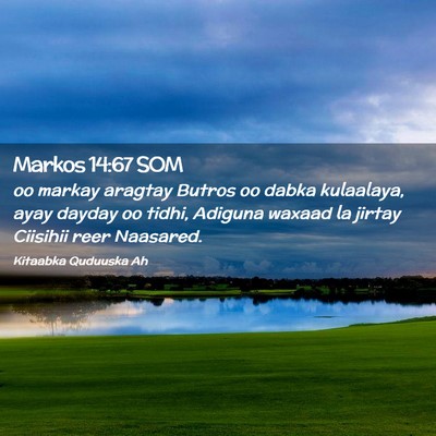Picture 02 - Markos 14:67 SOM - oo markay aragtay Butros oo dabka kulaalaya, ayay - Bible Verse Picture