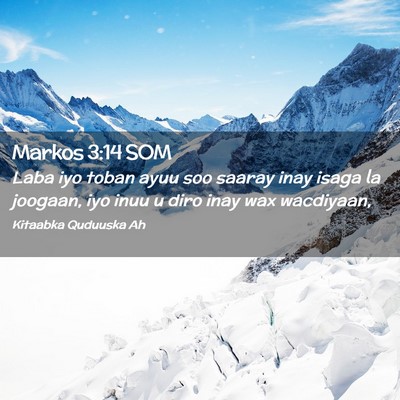 Picture 02 - Markos 3:14 SOM - Laba iyo toban ayuu soo saaray inay isaga la - Bible Verse Picture