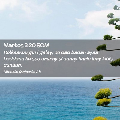 Picture 02 - Markos 3:20 SOM - Kolkaasuu guri galay; oo dad badan ayaa haddana - Bible Verse Picture