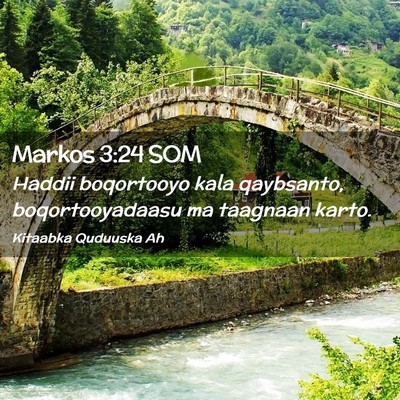 Picture 02 - Markos 3:24 SOM - Haddii boqortooyo kala qaybsanto, boqortooyadaasu - Bible Verse Picture