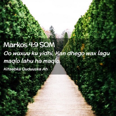 Picture 02 - Markos 4:9 SOM - Oo wuxuu ku yidhi, Kan dhego wax lagu maqlo lahu - Bible Verse Picture