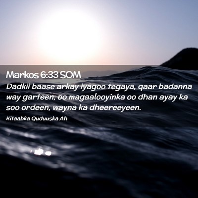 Picture 02 - Markos 6:33 SOM - Dadkii baase arkay iyagoo tegaya, qaar badanna - Bible Verse Picture