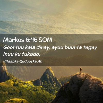 Picture 02 - Markos 6:46 SOM - Goortuu kala diray, ayuu buurta tegey inuu ku - Bible Verse Picture