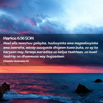 Picture 02 - Markos 6:56 SOM - Meel alla meeshuu galayba, tuulooyinka ama - Bible Verse Picture