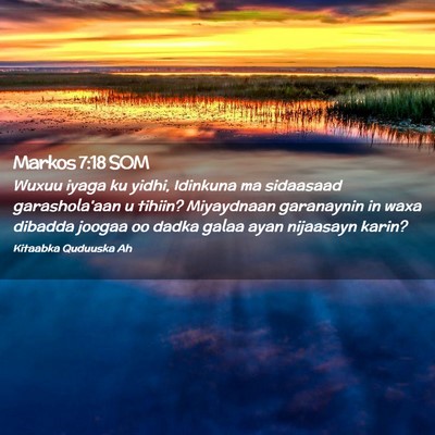 Picture 02 - Markos 7:18 SOM - Wuxuu iyaga ku yidhi, Idinkuna ma sidaasaad - Bible Verse Picture
