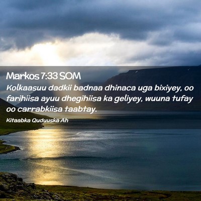Picture 02 - Markos 7:33 SOM - Kolkaasuu dadkii badnaa dhinaca uga bixiyey, oo - Bible Verse Picture