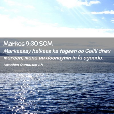 Picture 02 - Markos 9:30 SOM - Markaasay halkaas ka tageen oo Galili dhex - Bible Verse Picture