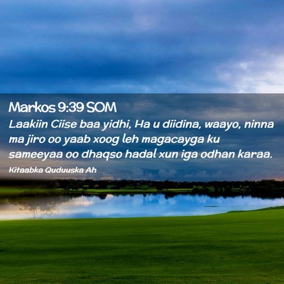 Picture 02 - Markos 9:39 SOM - Laakiin Ciise baa yidhi, Ha u diidina, waayo, - Bible Verse Picture