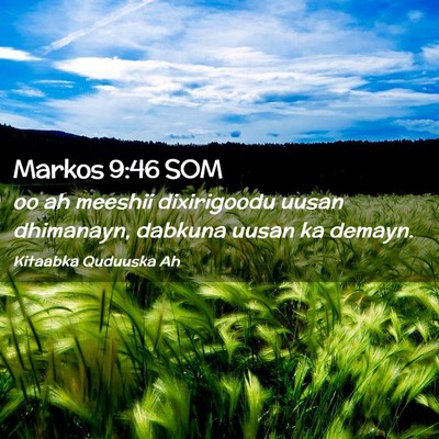 Picture 02 - Markos 9:46 SOM - oo ah meeshii dixirigoodu uusan dhimanayn, - Bible Verse Picture