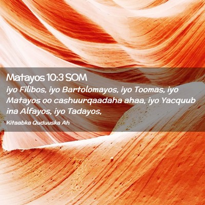 Picture 02 - Matayos 10:3 SOM - iyo Filibos, iyo Bartolomayos, iyo Toomas, iyo - Bible Verse Picture