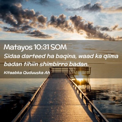 Picture 02 - Matayos 10:31 SOM - Sidaa darteed ha baqina, waad ka qiima badan - Bible Verse Picture