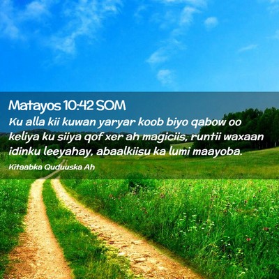 Picture 02 - Matayos 10:42 SOM - Ku alla kii kuwan yaryar koob biyo qabow oo - Bible Verse Picture