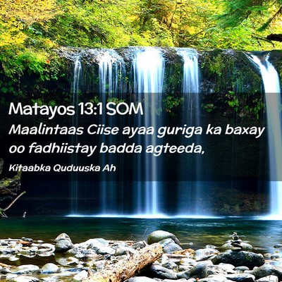 Picture 02 - Matayos 13:1 SOM - Maalintaas Ciise ayaa guriga ka baxay oo - Bible Verse Picture