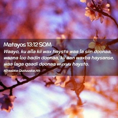 Picture 02 - Matayos 13:12 SOM - Waayo, ku alla kii wax haysta waa la siin doonaa, - Bible Verse Picture