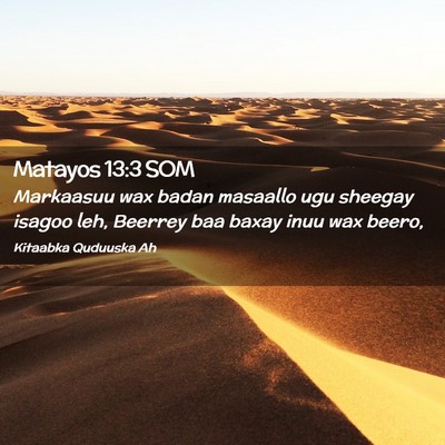 Picture 02 - Matayos 13:3 SOM - Markaasuu wax badan masaallo ugu sheegay isagoo - Bible Verse Picture