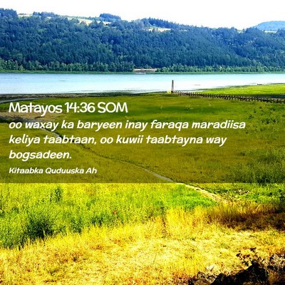 Picture 02 - Matayos 14:36 SOM - oo waxay ka baryeen inay faraqa maradiisa keliya - Bible Verse Picture