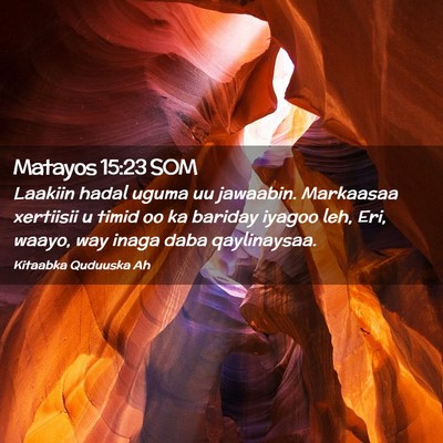 Picture 02 - Matayos 15:23 SOM - Laakiin hadal uguma uu jawaabin. Markaasaa - Bible Verse Picture