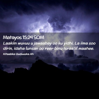 Picture 02 - Matayos 15:24 SOM - Laakiin wuxuu u jawaabay oo ku yidhi, La iima soo - Bible Verse Picture