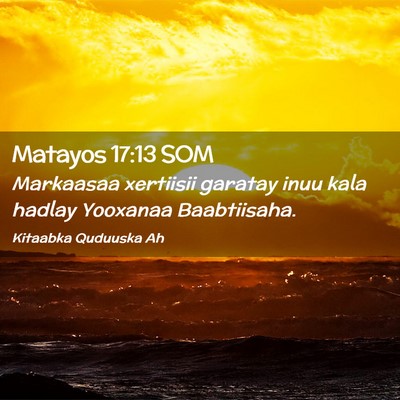Picture 02 - Matayos 17:13 SOM - Markaasaa xertiisii garatay inuu kala hadlay - Bible Verse Picture