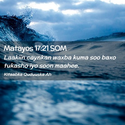 Picture 02 - Matayos 17:21 SOM - Laakiin caynkan waxba kuma soo baxo tukasho iyo - Bible Verse Picture