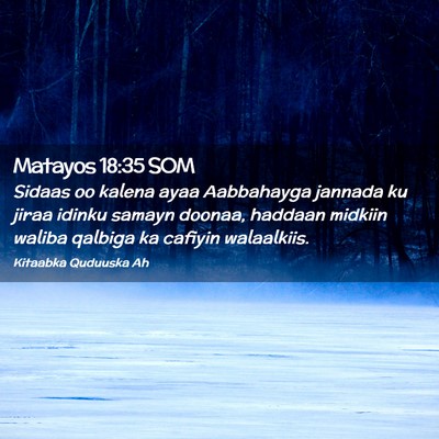 Picture 02 - Matayos 18:35 SOM - Sidaas oo kalena ayaa Aabbahayga jannada ku jiraa - Bible Verse Picture