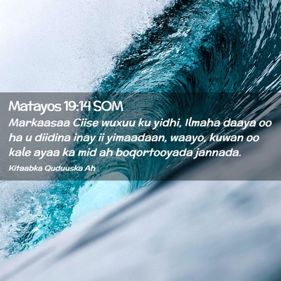 Picture 02 - Matayos 19:14 SOM - Markaasaa Ciise wuxuu ku yidhi, Ilmaha daaya oo - Bible Verse Picture
