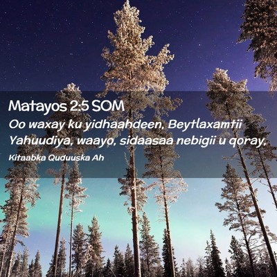 Picture 02 - Matayos 2:5 SOM - Oo waxay ku yidhaahdeen, Beytlaxamtii Yahuudiya, - Bible Verse Picture