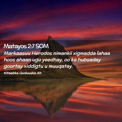Picture 02 - Matayos 2:7 SOM - Markaasuu Herodos nimankii xigmadda lahaa hoos - Bible Verse Picture