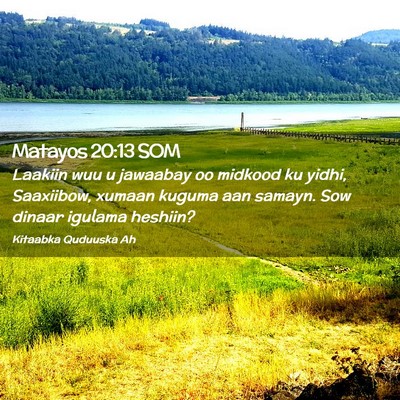Picture 02 - Matayos 20:13 SOM - Laakiin wuu u jawaabay oo midkood ku yidhi, - Bible Verse Picture